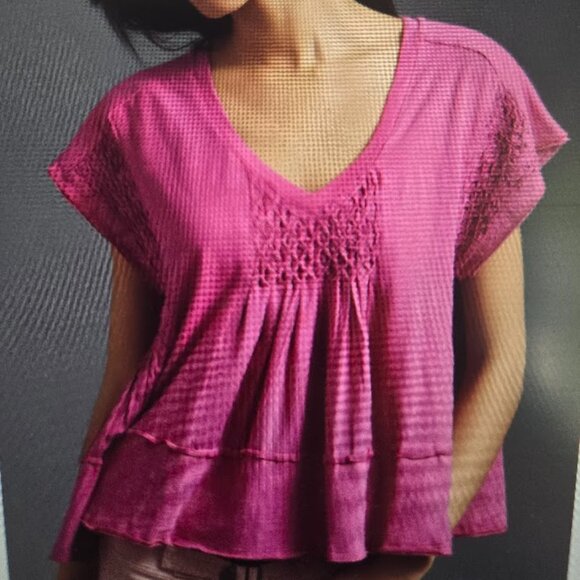 Anthropologie Rasberry Smocked Swing Tee NWT Size Small - Picture 4 of 4